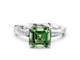 White gold Fancy Green Asscher Cut Diamond Engagement Ring with Side Stone Accents and Four-Prong Setting_24
