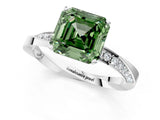 White gold Fancy Green Asscher Cut Diamond Engagement Ring with Side Stone Accents and Four-Prong Setting_25
