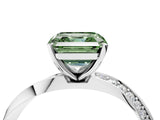 White gold Fancy Green Asscher Cut Diamond Engagement Ring with Side Stone Accents and Four-Prong Setting_28