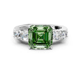 White gold Fancy Green Asscher  Cut Diamond Five-Stone Prong Set White Gold Ring_29
