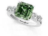 White gold Fancy Green Asscher  Cut Diamond Five-Stone Prong Set White Gold Ring_30