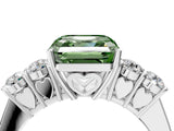 White gold Fancy Green Asscher  Cut Diamond Five-Stone Prong Set White Gold Ring_33