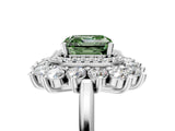 White gold Fancy Green Asscher Cut Diamond Floral Double Halo Engagement Ring with Prong Setting_5
