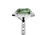 White gold Fancy Green Asscher  Cut Diamond Floral Halo Engagement Ring with Pavé Band and Prong Setting_58