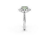White gold Fancy Green Asscher  Cut Diamond Floral Halo Pave Band with Prong Setting_2