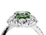 White gold Fancy Green Asscher  Cut Diamond Floral Halo Pave Band with Prong Setting_4