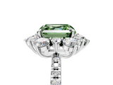 White gold Fancy Green Asscher  Cut Diamond Floral Halo Pave Band with Prong Setting_5