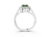 White gold Fancy Green Asscher Cut Diamond Floral Halo Ring with Pavé Band and Prong Setting_10