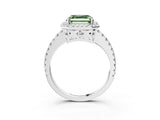 White gold Fancy Green Asscher Cut Diamond Halo Engagement Ring with Pavé Band and Prong Setting_42