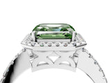 White gold Fancy Green Asscher Cut Diamond Halo Engagement Ring with Pavé Band and Prong Setting_43