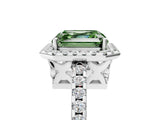White gold Fancy Green Asscher Cut Diamond Halo Engagement Ring with Pavé Band and Prong Setting_44