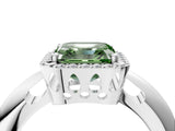 White gold Fancy Green Asscher  Cut Diamond Halo Engagement Ring with Split Shank and Four-Prong Setting_55