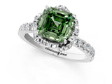 White gold Fancy Green Asscher Cut Diamond Halo Pave Band with Four-Prong Setting_40