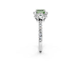 White gold Fancy Green Asscher Cut Diamond Halo Pave Band with Four-Prong Setting_41