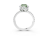 White gold Fancy Green Asscher Cut Diamond Halo Pave Band with Four-Prong Setting_42