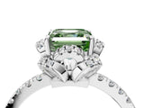 White gold Fancy Green Asscher Cut Diamond Halo Pave Band with Four-Prong Setting_43