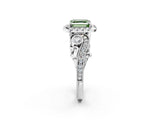 White gold Fancy Green Asscher Cut Diamond Halo Ring with Milgrain Pavé Band and Four-Prong Setting_31