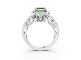 White gold Fancy Green Asscher Cut Diamond Halo Ring with Milgrain Pavé Band and Four-Prong Setting_32