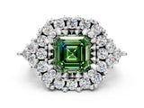 White gold Fancy Green Asscher Cut Diamond Halo Ring with Pavé Band and Four-Prong Setting_28