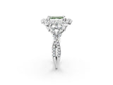 White gold Fancy Green Asscher Cut Diamond Halo Ring with Pavé Band and Four-Prong Setting_31
