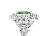 White gold Fancy Green Asscher Cut Diamond Halo Ring with Pavé Band and Four-Prong Setting_34