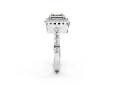White gold Fancy Green Asscher Cut Diamond Halo Ring with Pavé Band and Prong Setting_14