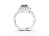 White gold Fancy Green Asscher Cut Diamond Halo Ring with Pavé Band and Prong Setting_15