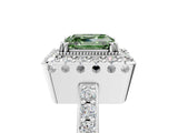 White gold Fancy Green Asscher Cut Diamond Halo Ring with Pavé Band and Prong Setting_17