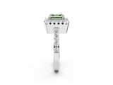 White gold Fancy Green Asscher Cut Diamond Halo Ring with Pavé Band and Prong Setting_2