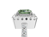White gold Fancy Green Asscher Cut Diamond Halo Ring with Pavé Band and Prong Setting_5