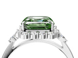 White gold Fancy Green Asscher Cut Diamond Halo Ring with Pear Side Stones and Prong Setting_62