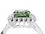 White gold Fancy Green Asscher  Cut Diamond Halo Ring with Round Brilliant Halo and Solitaire Band_51