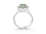 White gold Fancy Green Asscher  Cut Diamond Halo Ring with Solitaire Band and Prong Setting_37