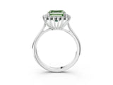 White gold Fancy Green Asscher  Cut Diamond Halo Ring with Solitaire Band and Prong Setting_48