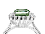 White gold Fancy Green Asscher  Cut Diamond Halo Ring with Solitaire Band and Prong Setting_49