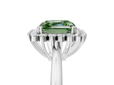 White gold Fancy Green Asscher  Cut Diamond Halo Ring with Solitaire Band and Prong Setting_50