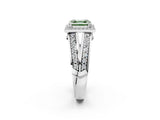 White gold Fancy Green Asscher Cut Diamond Halo Ring with Split Shank Pavé Band and Four-Prong Setting_2