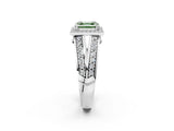 White gold Fancy Green Asscher Cut Diamond Halo Ring with Split Shank Pavé Band and Four-Prong Setting_32