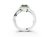 White gold Fancy Green Asscher Cut Diamond Halo Ring with Split Shank Pavé Band and Four-Prong Setting_39