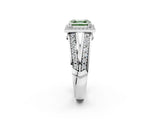 White gold Fancy Green Asscher Cut Diamond Halo Ring with Split Shank Pavé Band and Four-Prong Setting_40