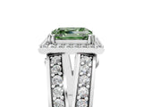 White gold Fancy Green Asscher Cut Diamond Halo Ring with Split Shank Pavé Band and Four-Prong Setting_41