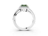 White gold Fancy Green Asscher Cut Diamond Halo Ring with Split Shank Pavé Band and Four-Prong Setting_63