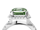 White gold Fancy Green Asscher Cut Diamond Halo Ring with Split Shank Pavé Band and Prong Setting_38
