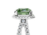 White gold Fancy Green Asscher Cut Diamond Halo Ring with Split Shank Pavé Band and Prong Setting_39