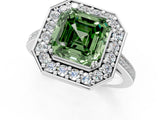 White gold Fancy Green Asscher Cut Diamond Halo Ring with Split Shank and Four-Prong Setting_18