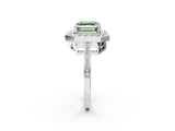 White gold Fancy Green Asscher Cut Diamond Halo Ring with Split Shank and Four-Prong Setting_19