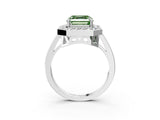 White gold Fancy Green Asscher Cut Diamond Halo Ring with Split Shank and Four-Prong Setting_20