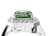 White gold Fancy Green Asscher Cut Diamond Halo Ring with Split Shank and Four-Prong Setting_21