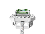 White gold Fancy Green Asscher Cut Diamond Halo Ring with Split Shank and Four-Prong Setting_22