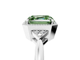 White gold Fancy Green Asscher Cut Diamond Halo Ring with Tapered Band and Four-Prong Setting_24